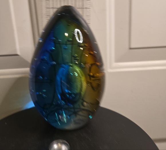 Blue and Amber Glass Art Magnum Paperweight Sculpture - Picture 8 of 10